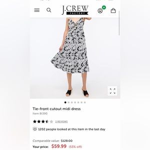 J CREW Tie-front Cutout Floral Midi Dress